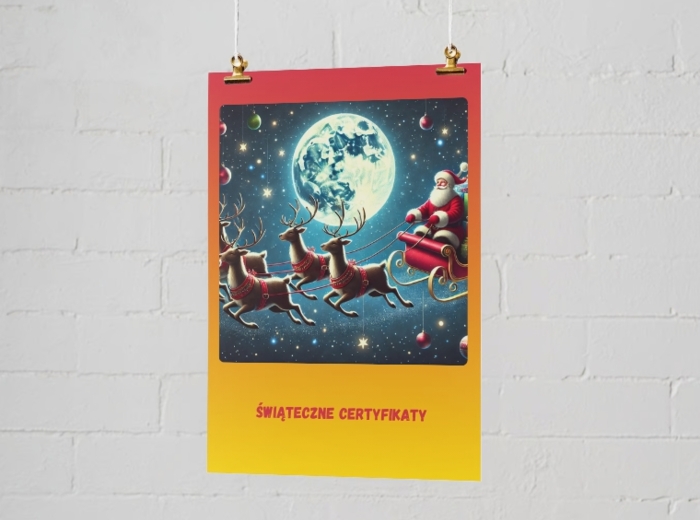 Świąteczne certyfikaty. Certyfikat świątecznego bohatera. Certyfikat świątecznego uśmiechu. Certyfikat mistrza rękodzieła. Certyfikat pomocnika świętego Mikołaja