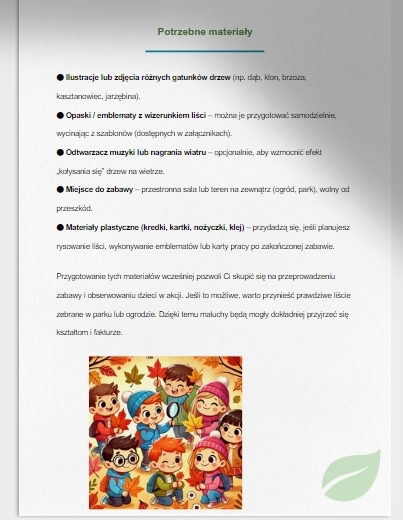 Zabawa "Drzewo i liście". Rozpoznaję gatunki drzew i krzewów.