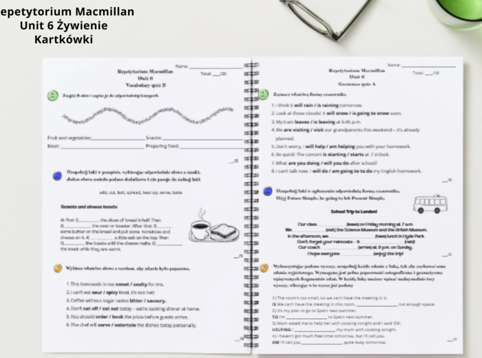Repetytorium ósmoklasisty (Macmillan) - Unit 6 Żywienie - Kartkówki - Vocabulary and Grammar short tests