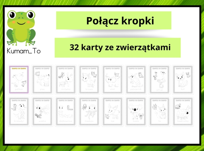 Połącz kropki- zwierzęta
