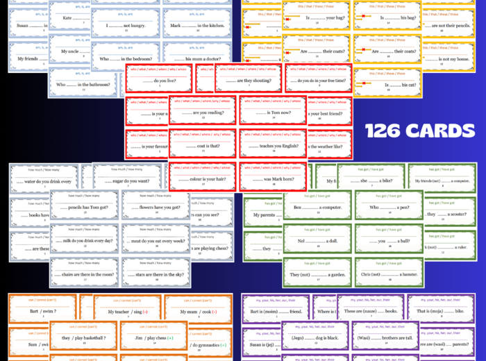 BASIC GRAMMAR BUNDLE A1 / 126 CARDS