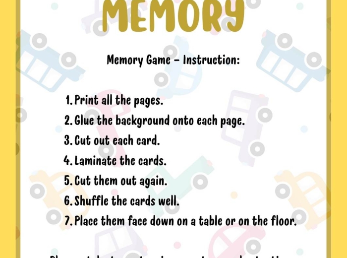 Vehicles (pojazdy) - Memory Game