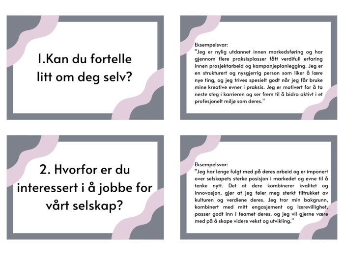 50 Flashcards Jobbintervju / Fiszki / Norweski / Rozmowa o pracę