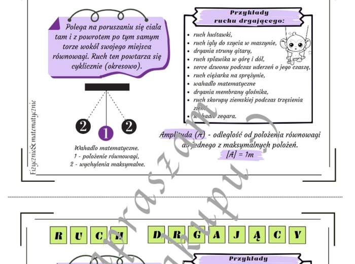 Ruch drgający - wklejka do zeszytu.