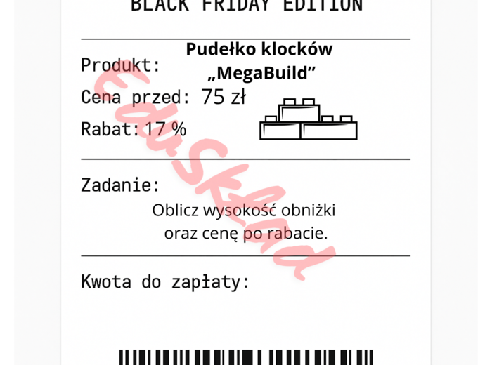 ⭐53 PARAGONY MATEMATYCZNE – BLACK FRIDAY EDITION (różne poziomy trudności / podwójne rabaty/ zamiast kartkówki)