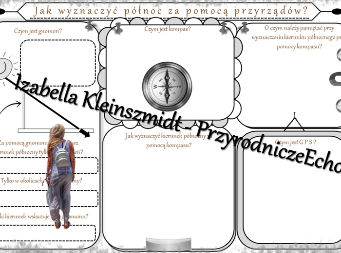 Karta pracy „Jak wyznaczyć północ za pomocą przyrządów?” wykonana w power point do edycji. Przyroda 4, „Badam i poznaję przyrodę” na podstawie wydawnictwa WSiP