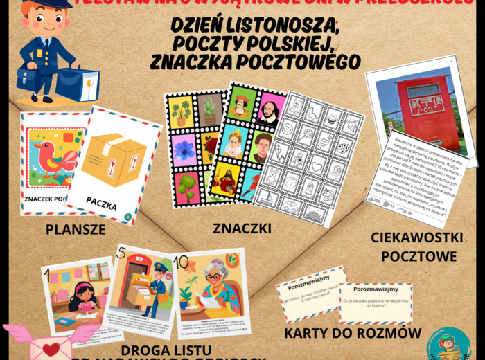 ZESTAW DZIEŃ ZNACZKA POCZTOWEGO, DZIEŃ LISTONOSZA, DZIEŃ POCZTY POLSKIEJ