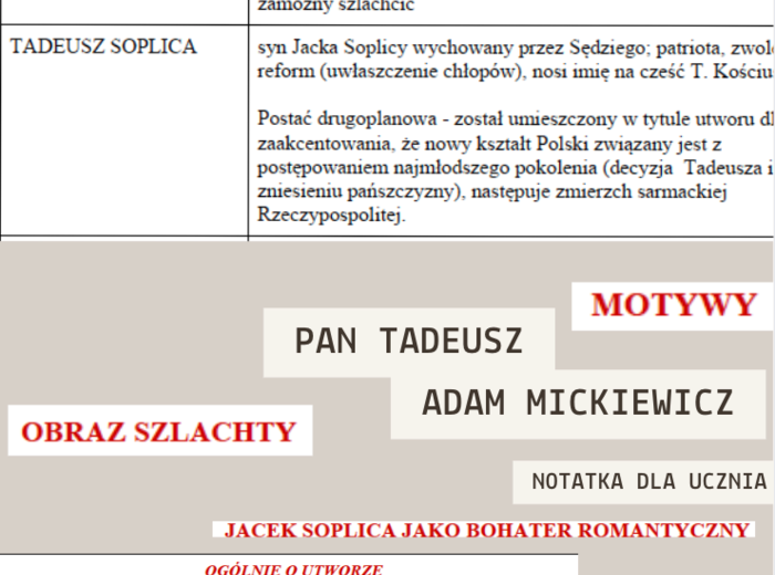 "Pan Tadeusz" - notatka.