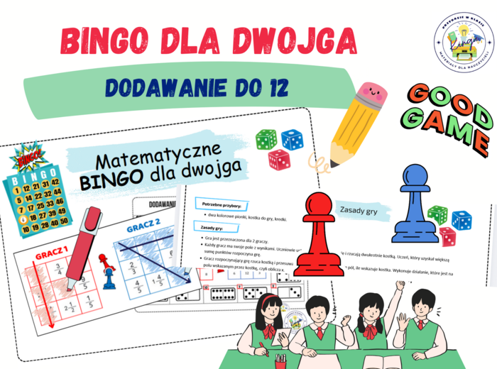 BINGO dla dwojga – Dodawanie do 12 / gra planszowa