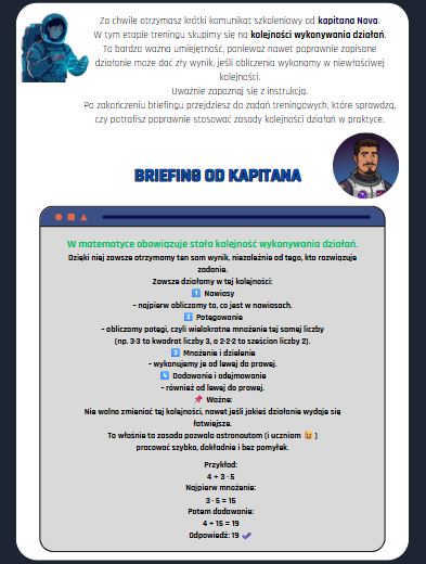 Ułamki zwykłe, kolejność wykonywania działań, zadania tekstowe | 3 dni zadań, rozgrzewek i teorii | Klasy 4-6 | Kosmiczno- matematyczny trening