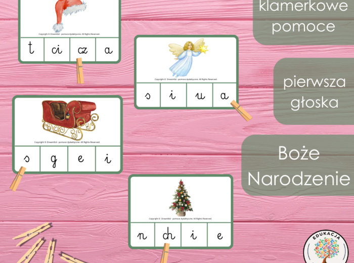 Klamerkowe pomoce - pierwsza głoska - Boże Narodzenie