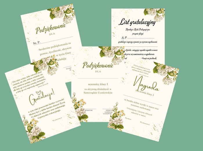 Wzory dyplomów i druków na zakończenie roku szkolnego