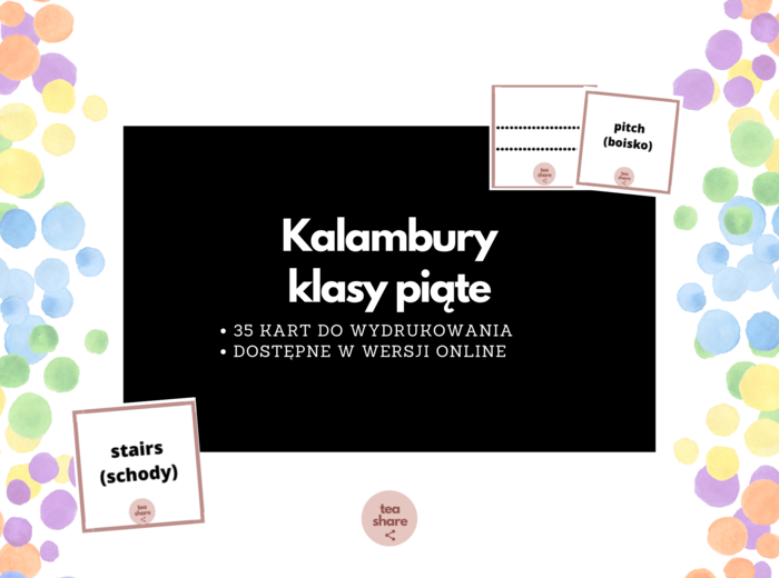 Kalambury piątoklasisty (35 kart do wydrukowania, dostępne również w wersji online) + karty do samodzielnego wypełnienia