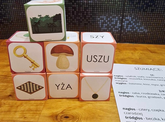 Kostki logopedyczne - szereg szumiący