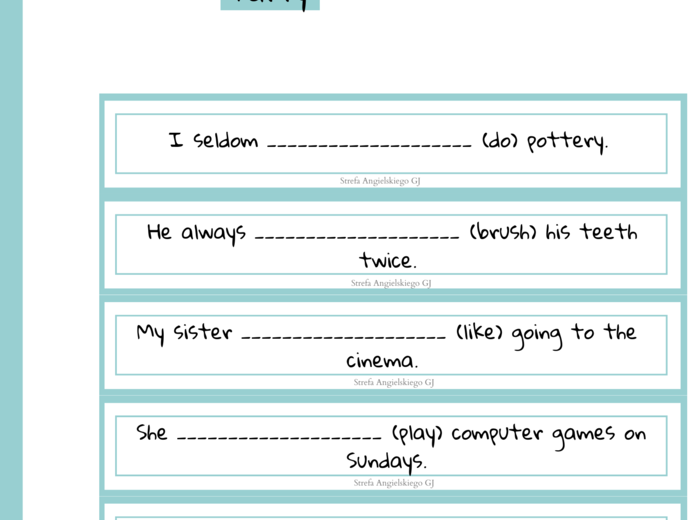 Present Simple speaking cards, karty Present Simple