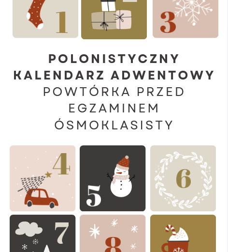 Powtórka przed egzaminem ósmoklasisty z języka polskiego - kalendarz adwentowy