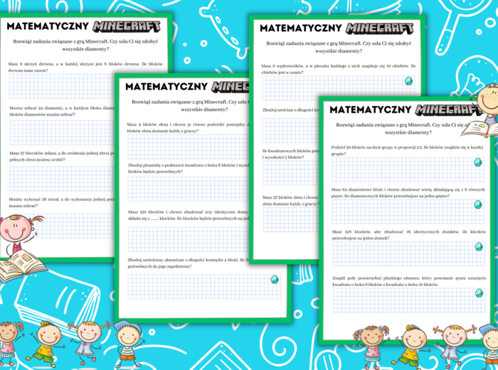 Matematyczny Minecraft  - matematyka karty pracy