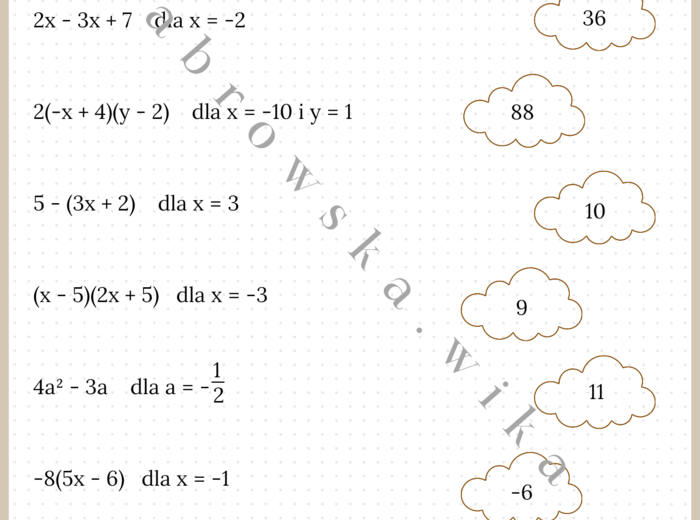 Wartości liczbowe wyrażeń algebraicznych