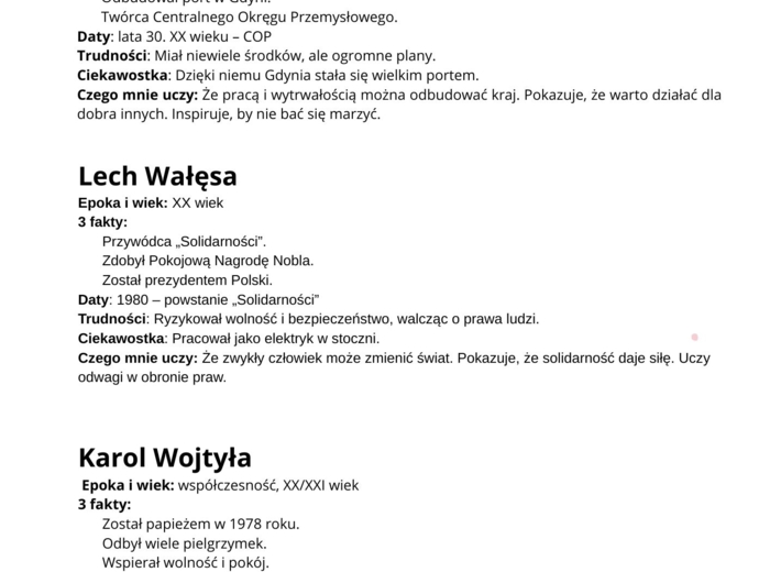 Historia pełnego emocji- niezwykłe postacie klasa 4