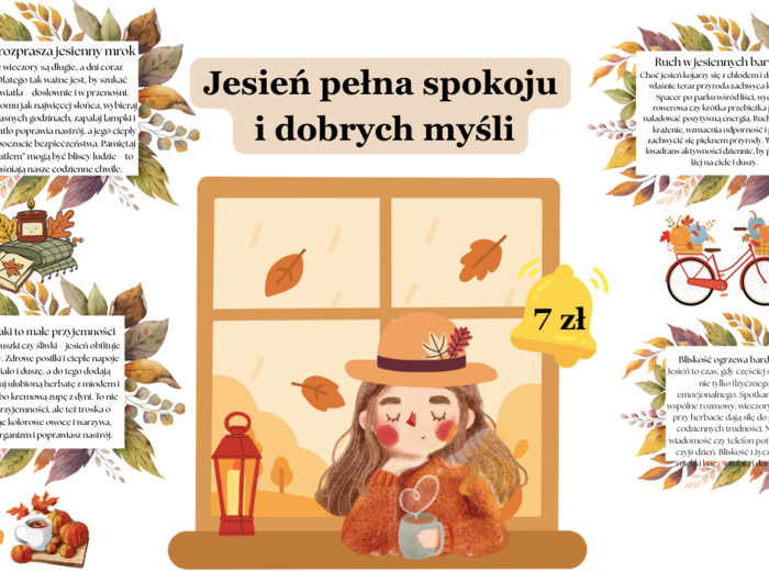 Gazetka „Jesień pełna spokoju i dobrych myśli”|1 duży plakat w komplecie| 27 stron do druku| rozmiar A 4 i mniejszy