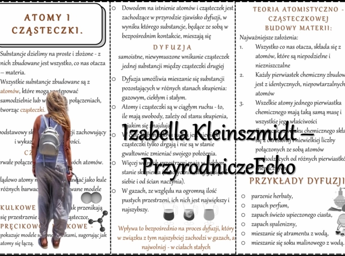 Książeczka/sketchnotka/notatka/wklejka/ściąga dla ucznia i przypomnienie dla nauczyciela/edukacja domowa. Temat „Atomy i cząsteczki” w pdf. Chemia 7, dział „Świat okiem chemika”. Nowość 2024/2025.