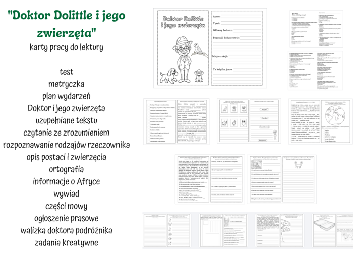 Doktor Dolittle i jego zwierzęta - karty pracy pdf