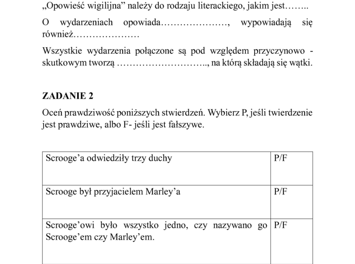 „Opowieść wigilijna” – lekcja z przesiadką- pytania egzaminacyjne.