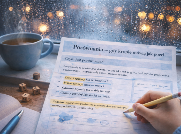 Deszczowe metafory – ćwiczenia z języka polskiego