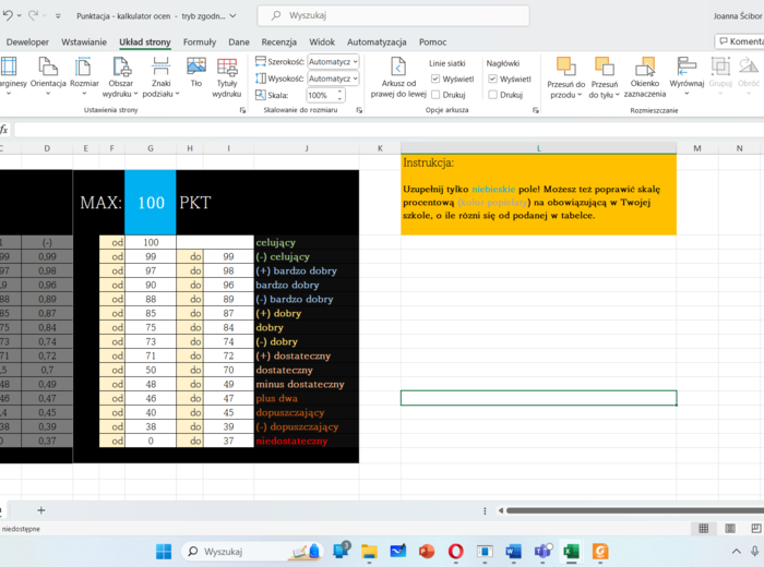 Kalkulator ocen - punktacja oceny - Oblicz w parę sekund punktacje testu/sprawdzianu/kartkówki - Punktacja z ocenami