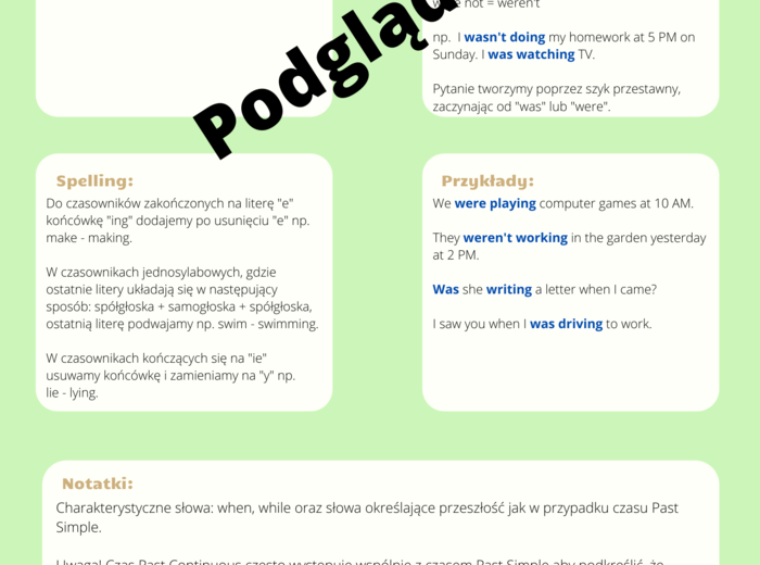 Czasy przeszłe - zestawienie