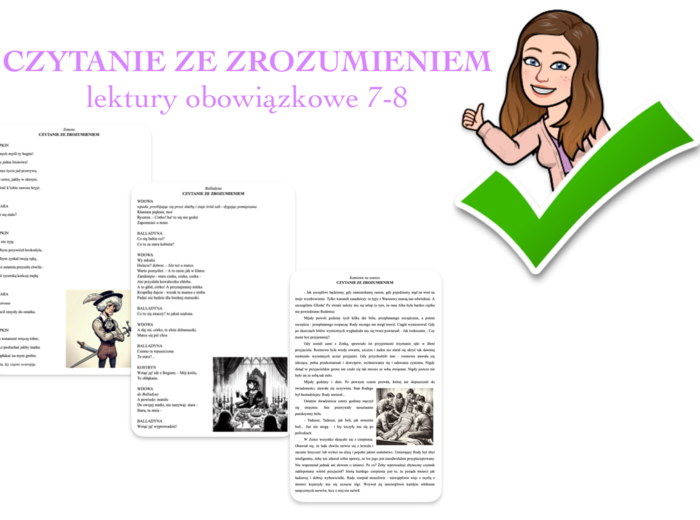 LEKTURY obowiązkowe 7-8 - czytanie ze zrozumieniem W PAKIECIE TANIEJ