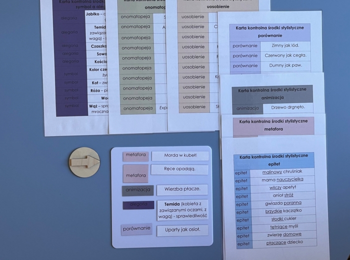 Środki stylistyczne - dopasowanie - tabela