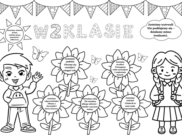 W Drugiej klasie– gazetka do kolorowania z wartościami lub karta pracy dla dzieci| 25 stron w rozmiarze A4 i mniejszym