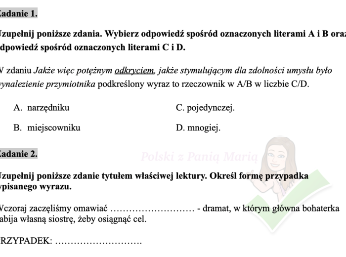 części mowy - zadania egzaminacyjne