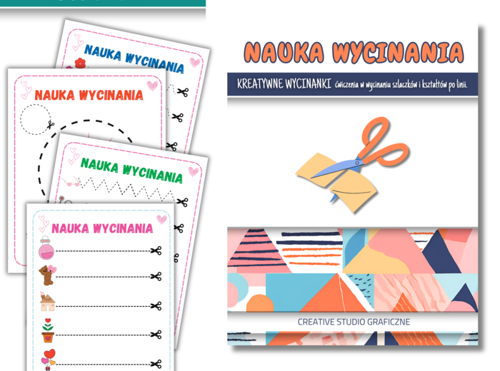 NAUKA WYCINANIA- Kreatywne wycinanki: ćwiczenia w wycinaniu szlaczków i kształtów po linii ♡