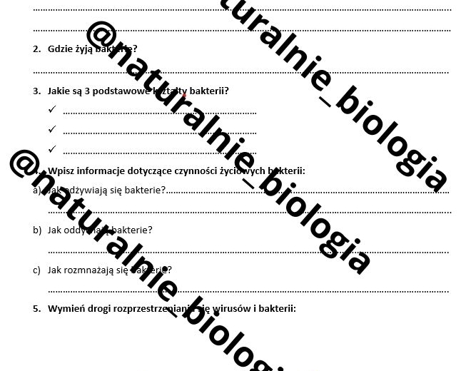 Wirusy i bakterie - karta do pracy z tekstem