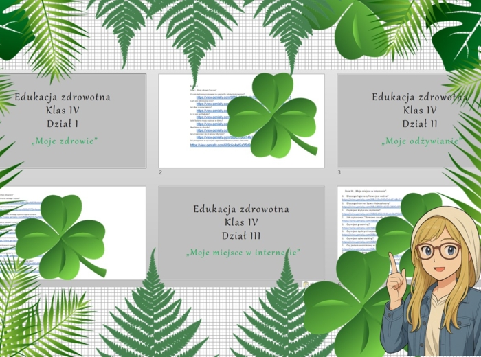Duży (całoroczny) zestaw na lekcje do edukacji zdrowotnej w klasie 4. Zestaw zawiera prezentacje multimedialne (treści z lekcji oraz pomysł na lekcję krok po kroku) w pdf. Edukacja zdrowotna. Klasa 4.