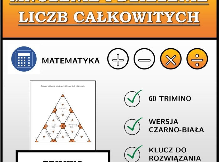 Trimino - Mnożenie i dzielenie liczb całkowitych | matematyka