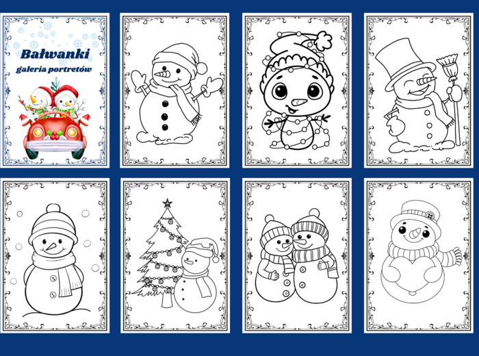 DZIEŃ BAŁWANA - Dzień Bałwanka – kolorowanka - ZIMA – kolorowanki – biblioteka – świetlica – przedszkole – 45 wersji