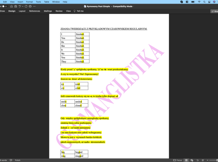 Rymowany Past Simple