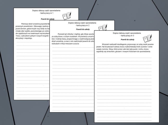 Powrót do szkoły – OPOWIADANIE – karta pracy – ćwiczenia redakcyjne – szkoła – 3 wersje