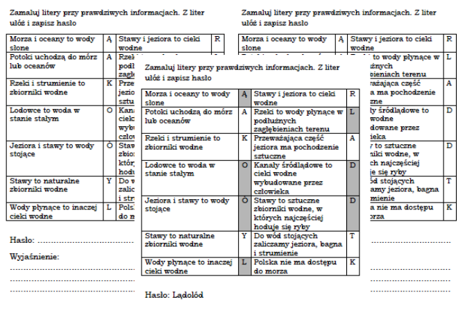 Wody słodkie i słone - łamigłówka dla klasy 4