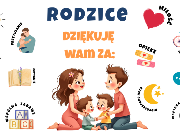 🌷 Gazetka na Dzień Matki i Dzień Ojca 🌷 Rodzice, dziękuję Wam za… / dodatkowe dekoracje/ możliwość własnej aranżacji