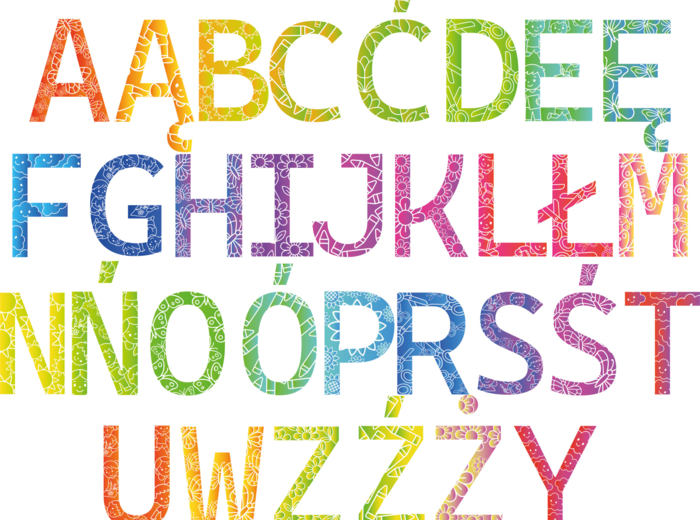 Alfabet polski kolorowy do napisów