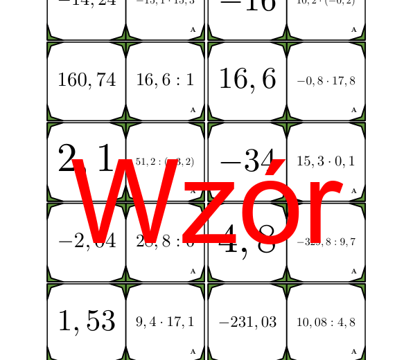 Domino - Mnożenie i dzielenie dodatnich i ujemnych liczb dziesiętnych | matematyka