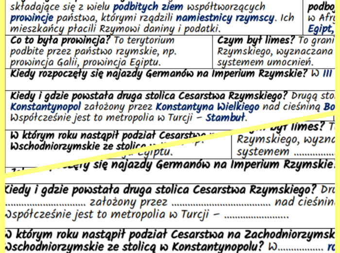 Rzym jako imperium i cesarstwo – notatki i karta pracy + bonus