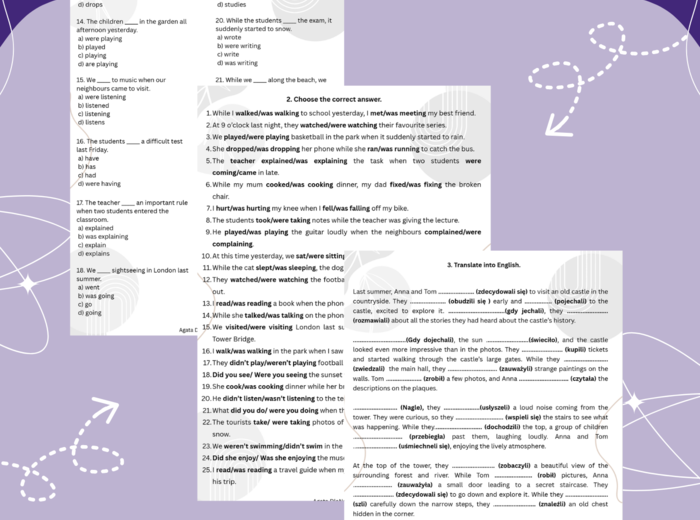 Nowa karta pracy: Past Simple & Past Continuous – Practice Pack (A2+/B1)