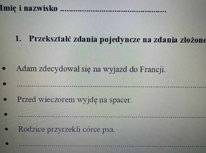 Sprawdzam swoją wiedzę z wypowiedzenia złożonego podrzędnie