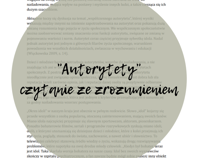 "Autorytety" czytanie ze zrozumieniem