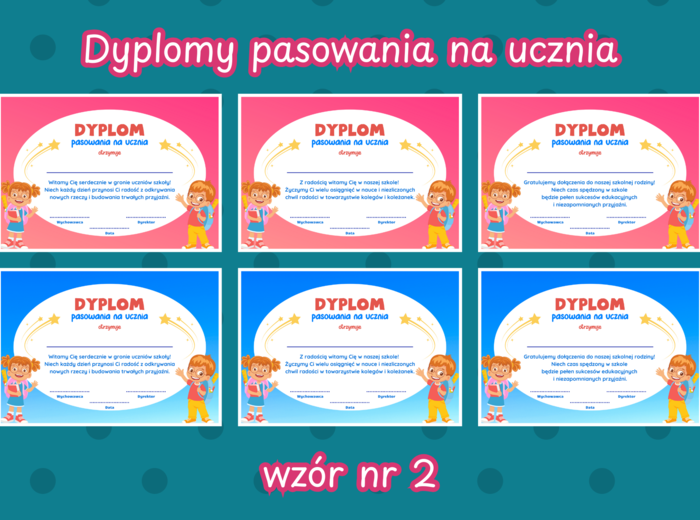 DYPLOMY PASOWANIA NA UCZNIA – wzór nr 2